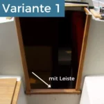 Einstieg Steckshottleiste von einem Segelboot Neptun 27. Variante 1 mit Leiste aus Teakholz.