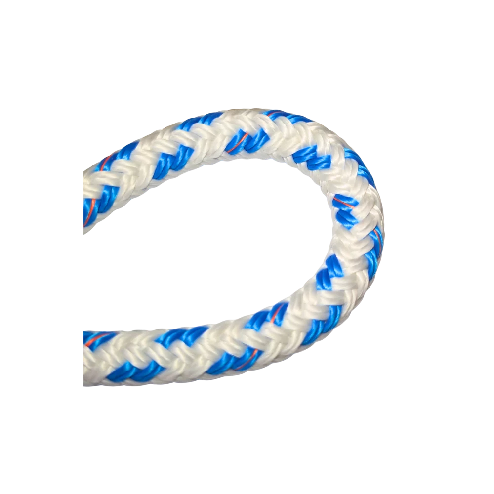 Gleistein Gemini-X Schot in Weiß-Blau – flexible, abriebfeste Polyesterleine für Segelboote.