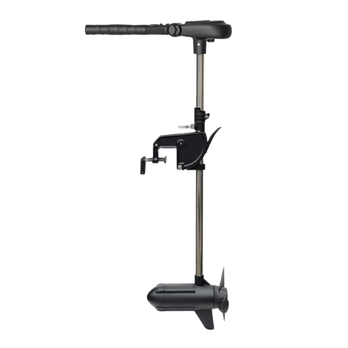 Seitenansicht des Haswing Protruar 3.0 mit 900W, 12V und Pinnensteuerung, inklusive Klemmhalterung und Propeller.