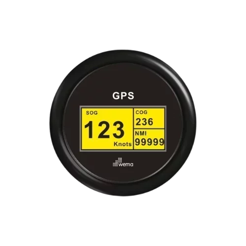 Wema GPS-Speedometer-Digital in Schwarz für Boote, mit Geschwindigkeits-, Kurs- und Streckenanzeige (SOG, COG, NMI).