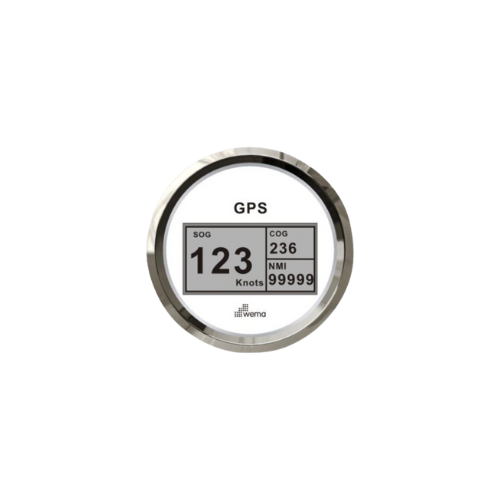 Wema Silverline GPS-Speedometer-Digital für Boote, verfügbar in Weiß, mit Geschwindigkeits-, Kurs- und Streckenanzeige (SOG, COG, NMI), wasserdicht IP67.