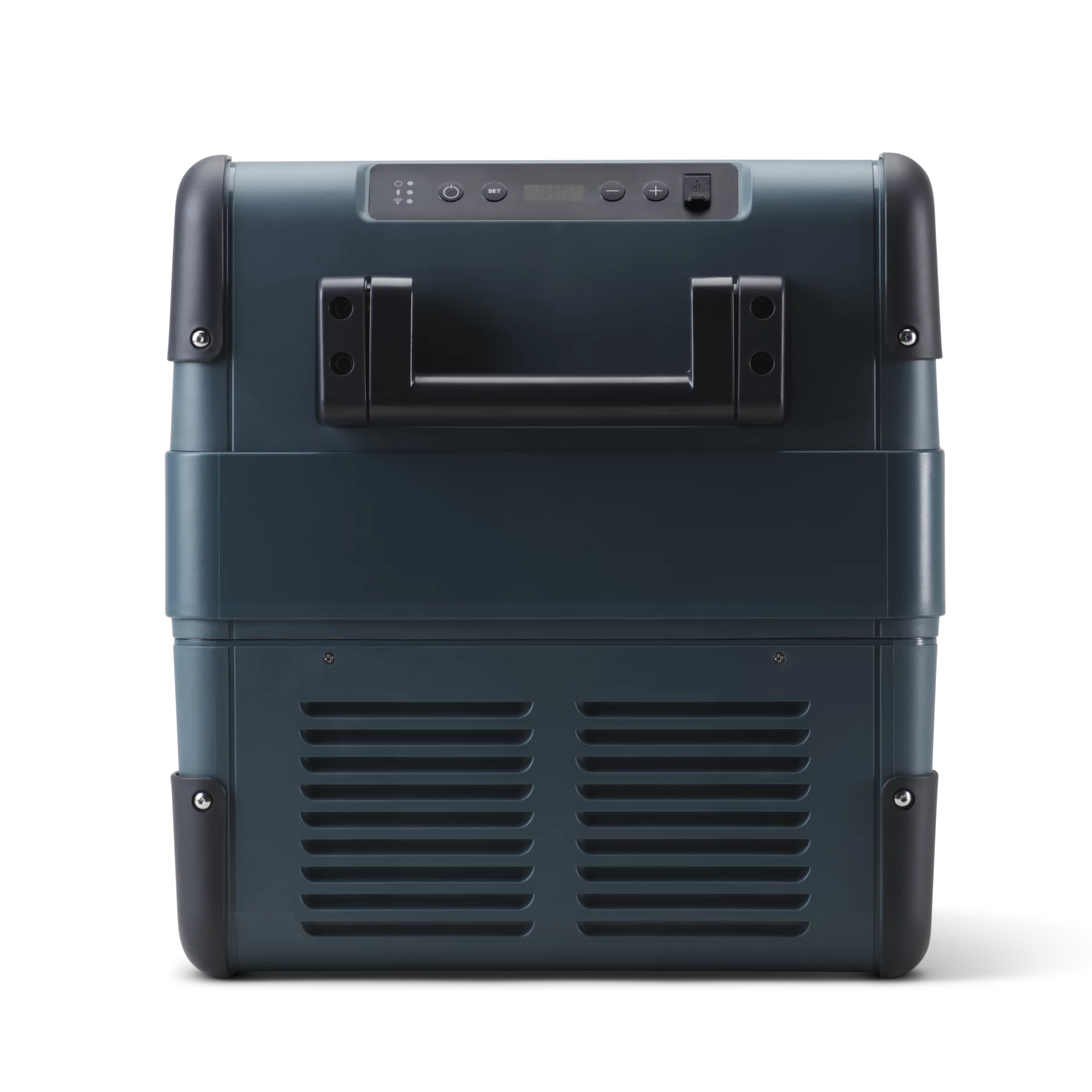 Dometic CFX2 37 Tragbare Kompressorkühlbox – 37 Liter, 12/24V & 230V Dometic CFX2 37 Kompressorkühlbox – Bedienfeld-Ende mit Tragegriff